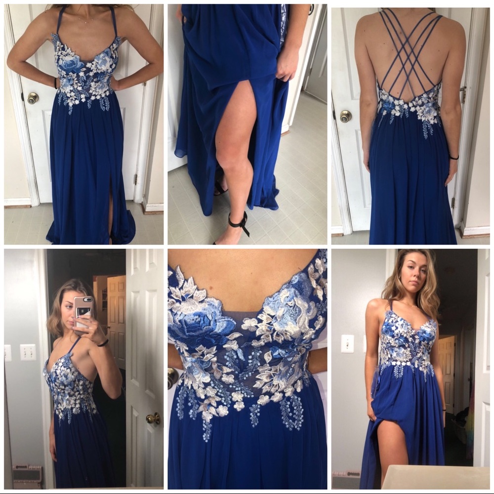 De ja Vu Boutique Prom Dress, Size 2, Blue and White, Never been worn!!